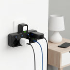 Wall-Mounted Power Strip with USB Ports and Surge Protection