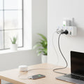 Wall-Mounted Power Strip with USB Ports and Surge Protection