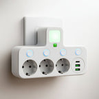 Wall-Mounted Power Strip with USB Ports and Surge Protection