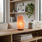 Himalayan Salt Style Table Lamp with Wooden Stand