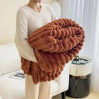Ribbed Faux Fur Throw Blanket – Soft and Cozy Design