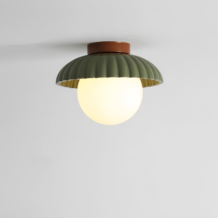 Modern Flush Mount Ceiling Light for Hallway – Glass and Metal Design