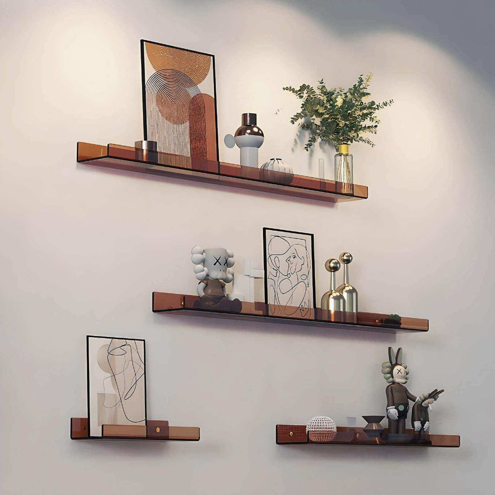 Minimalist Floating Shelf for Display and Storage - Clear Acrylic