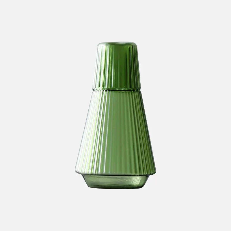 Elegant Textured Glass Carafe and Cup Duo