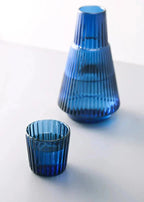 Elegant Textured Glass Carafe and Cup Duo