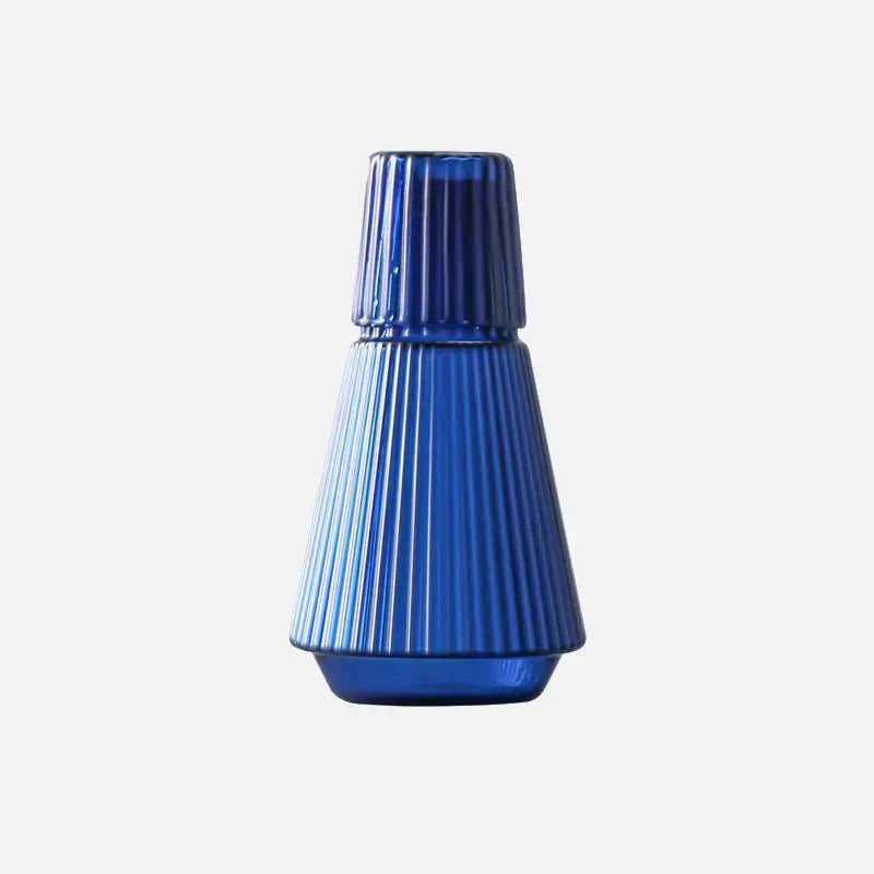 Elegant Textured Glass Carafe and Cup Duo
