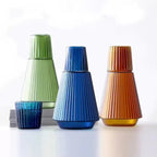 Elegant Textured Glass Carafe and Cup Duo