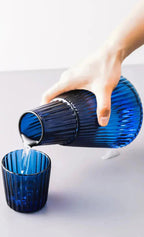 Elegant Textured Glass Carafe and Cup Duo