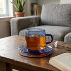 Clear Coffee Cup and Plate Set