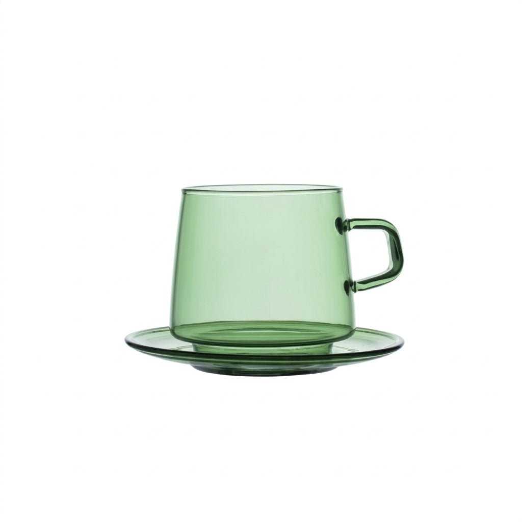 Clear Coffee Cup and Plate Set