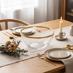 Clear Dinnerware Set with Gold Edge Trim