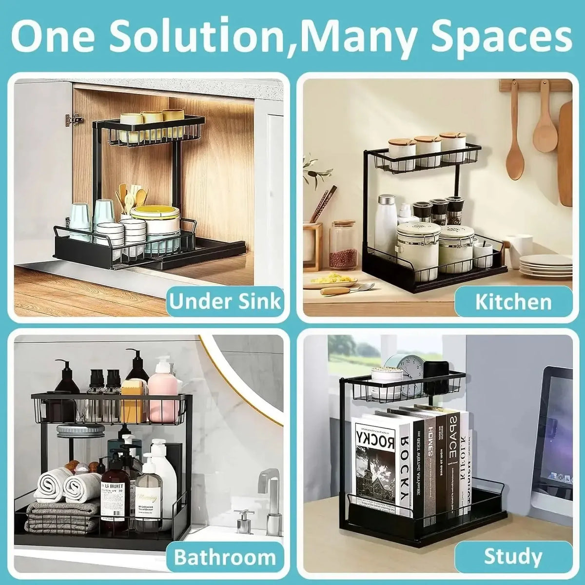 SmartFit 2-Tier Roll-Out Under Sink Storage Solution