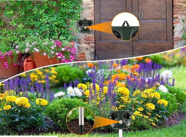 Motion Sensor Ultrasonic Pest Control Device for Outdoor Use