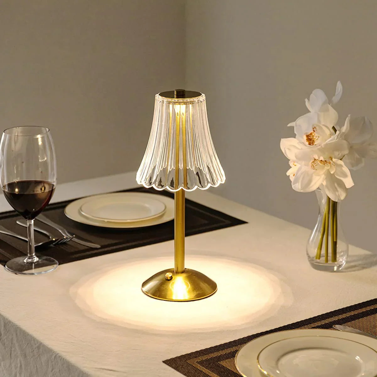 Touch-Sensitive Crystal Table Lamp with Gold Accent Finish