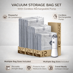 Travel Packing Set with Cordless Pump & Vacuum Storage Bags