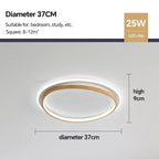 Round Modern Ceiling Light – Walnut Finish with Gold Accents