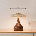 Modern Accent Light – Glass Table Lamp with Brass and Wood Elements