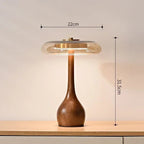 Modern Accent Light – Glass Table Lamp with Brass and Wood Elements