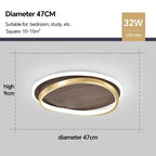 Round Modern Ceiling Light – Walnut Finish with Gold Accents