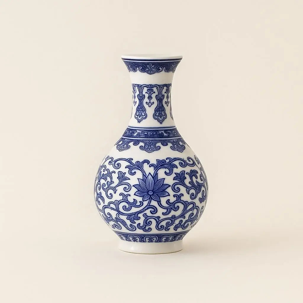 Elegant Handcrafted Ceramic Wall Vase in Blue and White