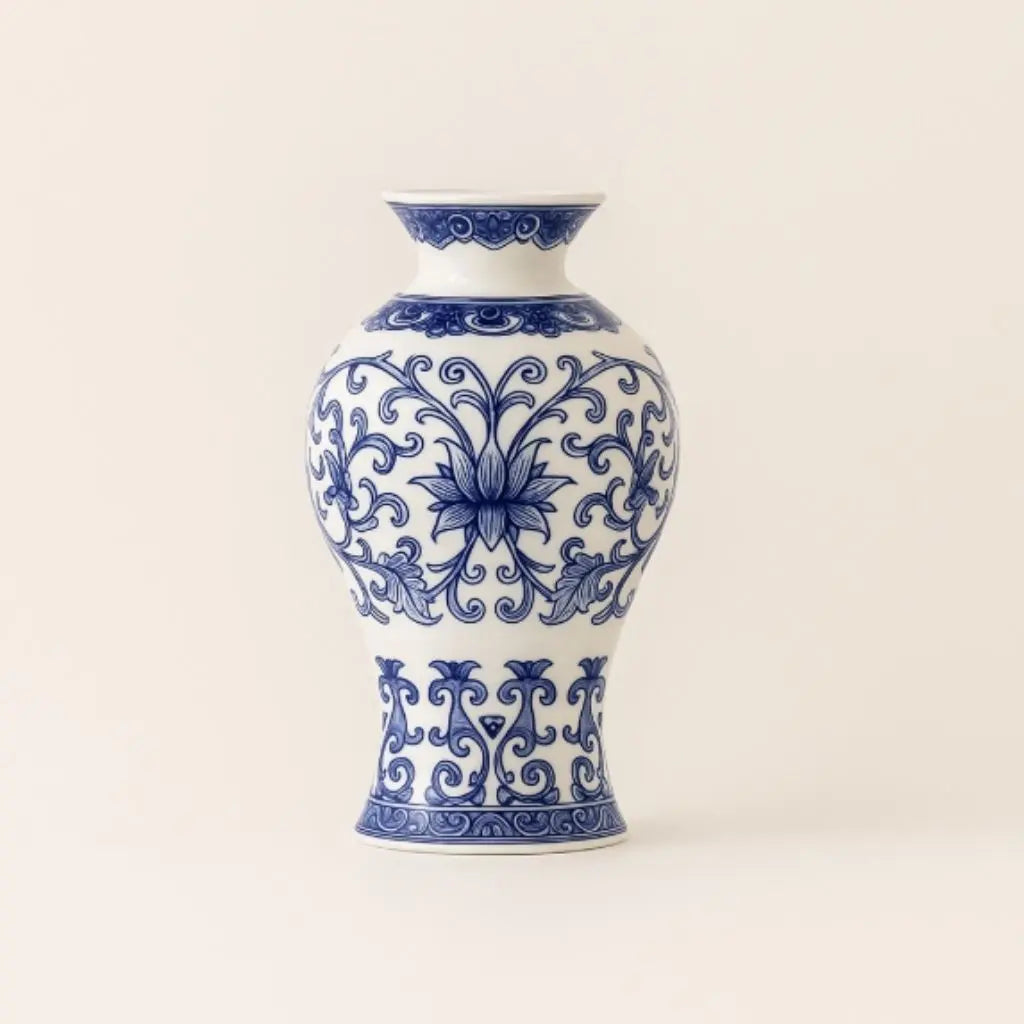 Elegant Handcrafted Ceramic Wall Vase in Blue and White