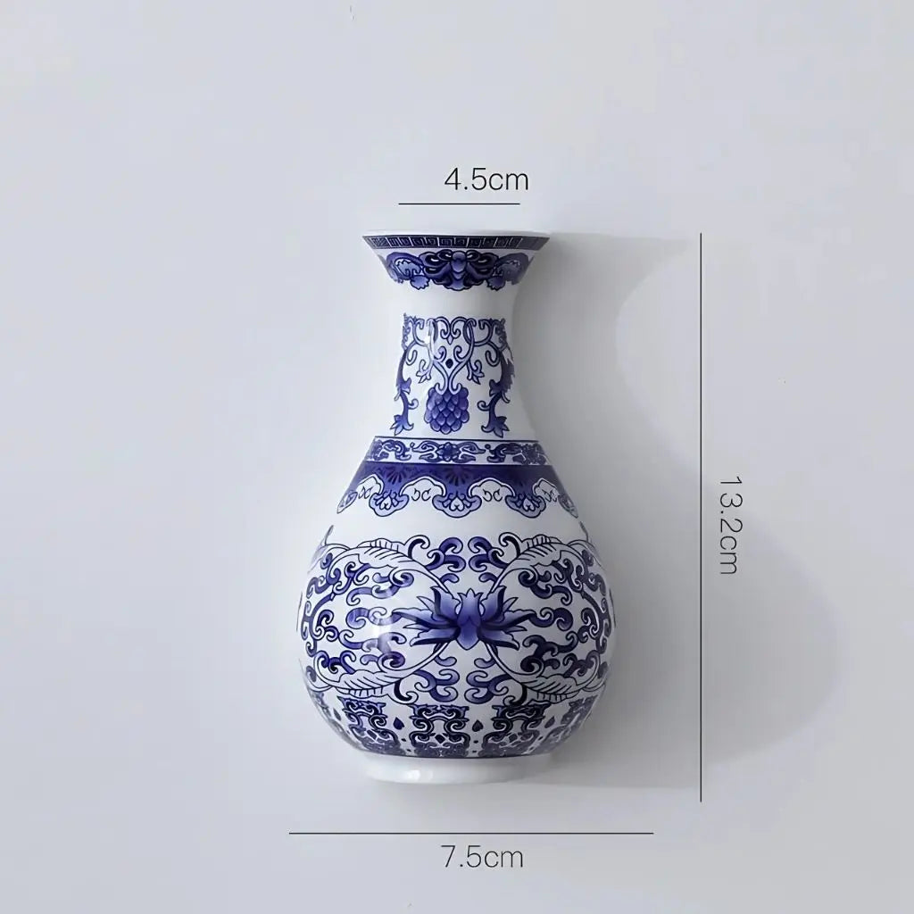 Elegant Handcrafted Ceramic Wall Vase in Blue and White