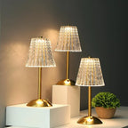 Touch-Sensitive Crystal Table Lamp with Gold Accent Finish