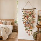 Tassel-Trimmed Flower Wall Decor in Crochet Design