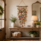 Tassel-Trimmed Flower Wall Decor in Crochet Design