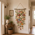Tassel-Trimmed Flower Wall Decor in Crochet Design