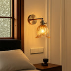 Glass Wall Lamp with Vintage Floral Design