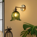 Glass Wall Lamp with Vintage Floral Design