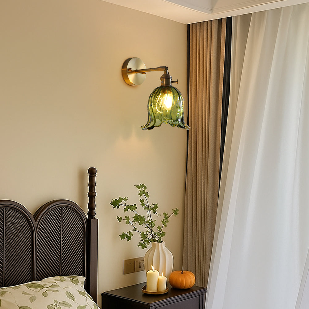 Glass Wall Lamp with Vintage Floral Design