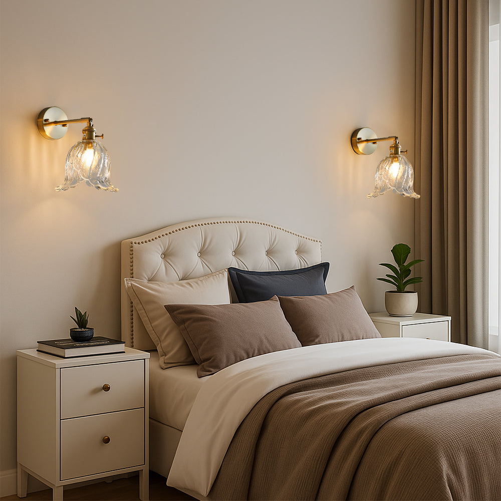 Glass Wall Lamp with Vintage Floral Design