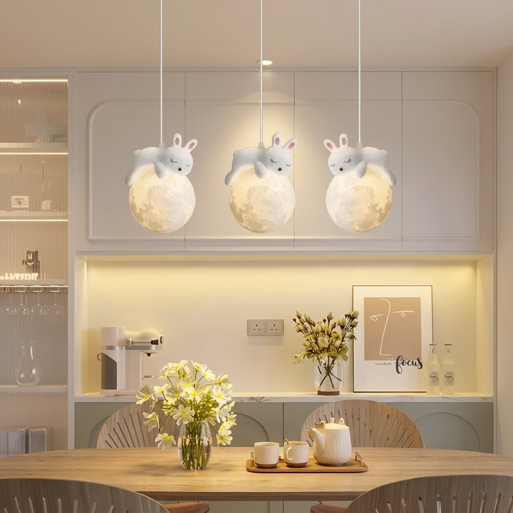 Moon Pendant Light – Adorable Sleep Bear with Warm Glow