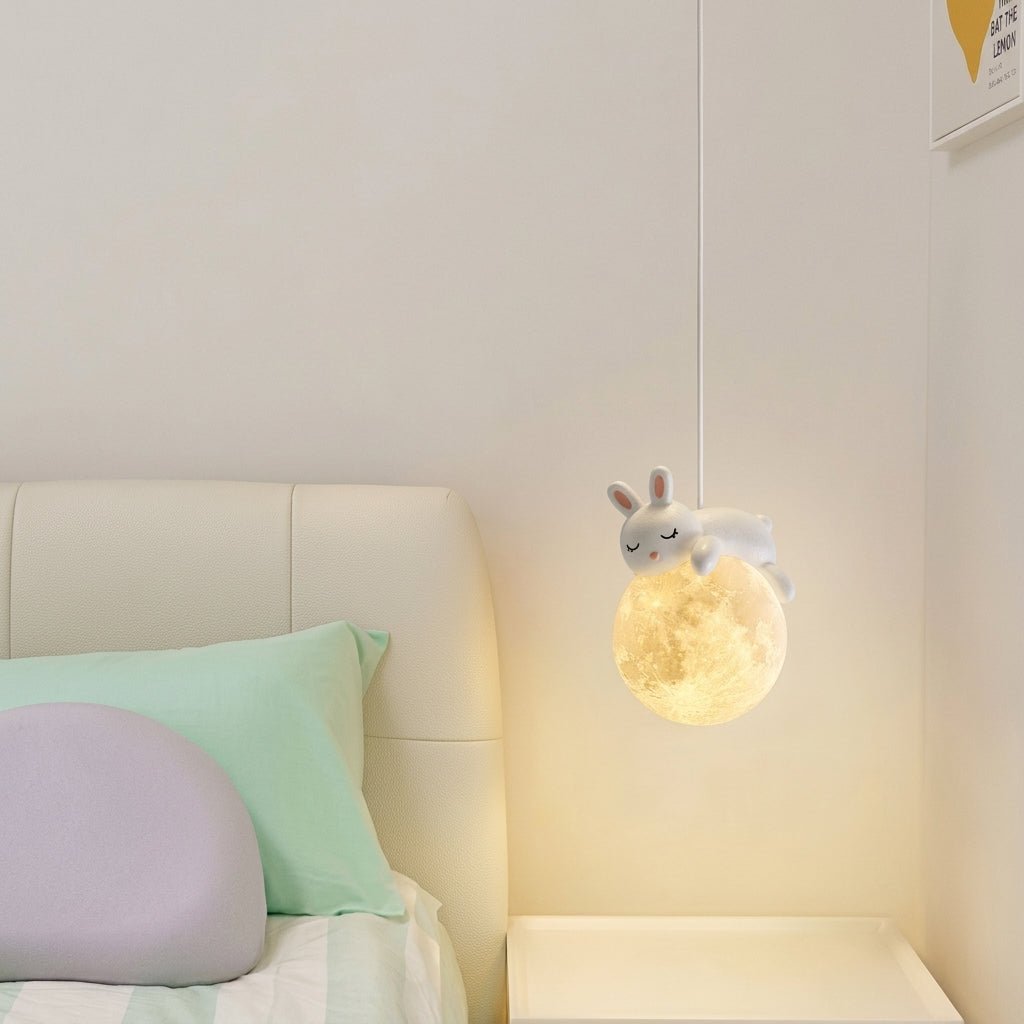 Moon Pendant Light – Adorable Sleep Bear with Warm Glow