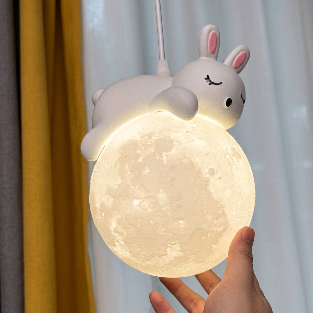 Moon Pendant Light – Adorable Sleep Bear with Warm Glow