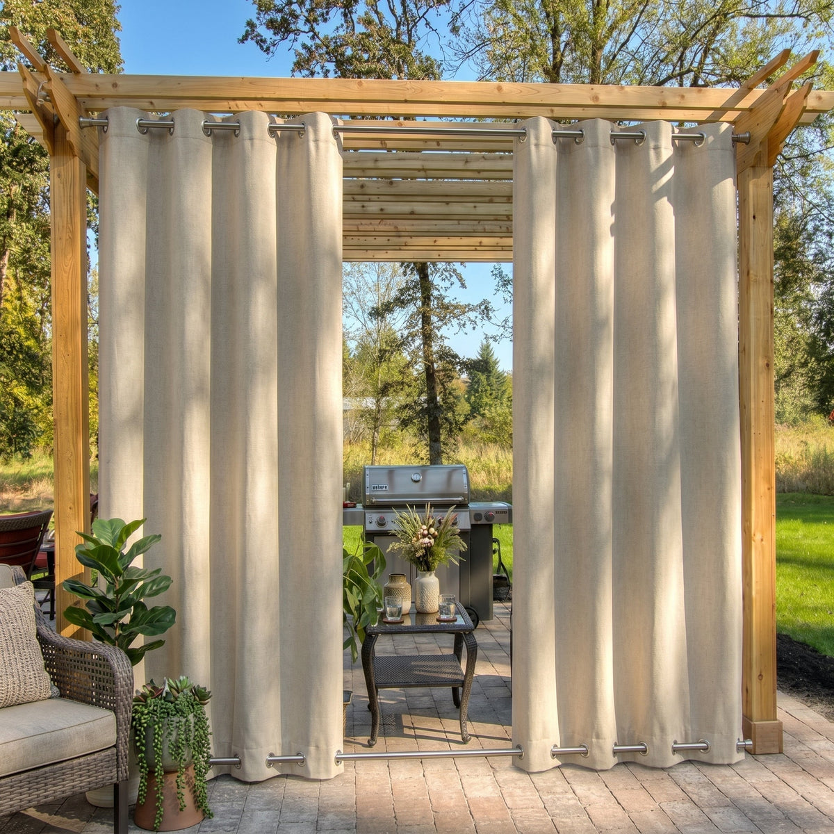 Blackout Outdoor Curtains with Eyelets – Waterproof Design