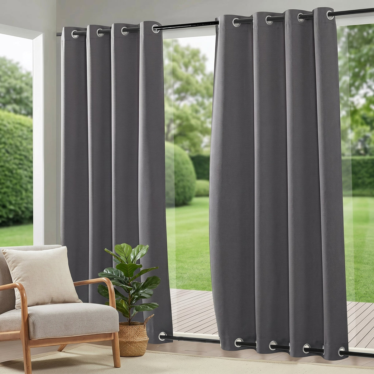Blackout Outdoor Curtains with Eyelets – Waterproof Design