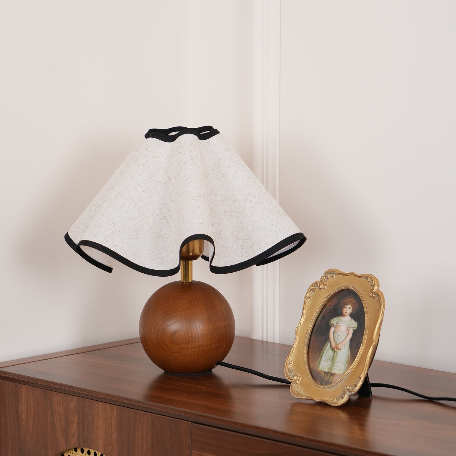 Stylish Table Lamp with Wave Shade Design