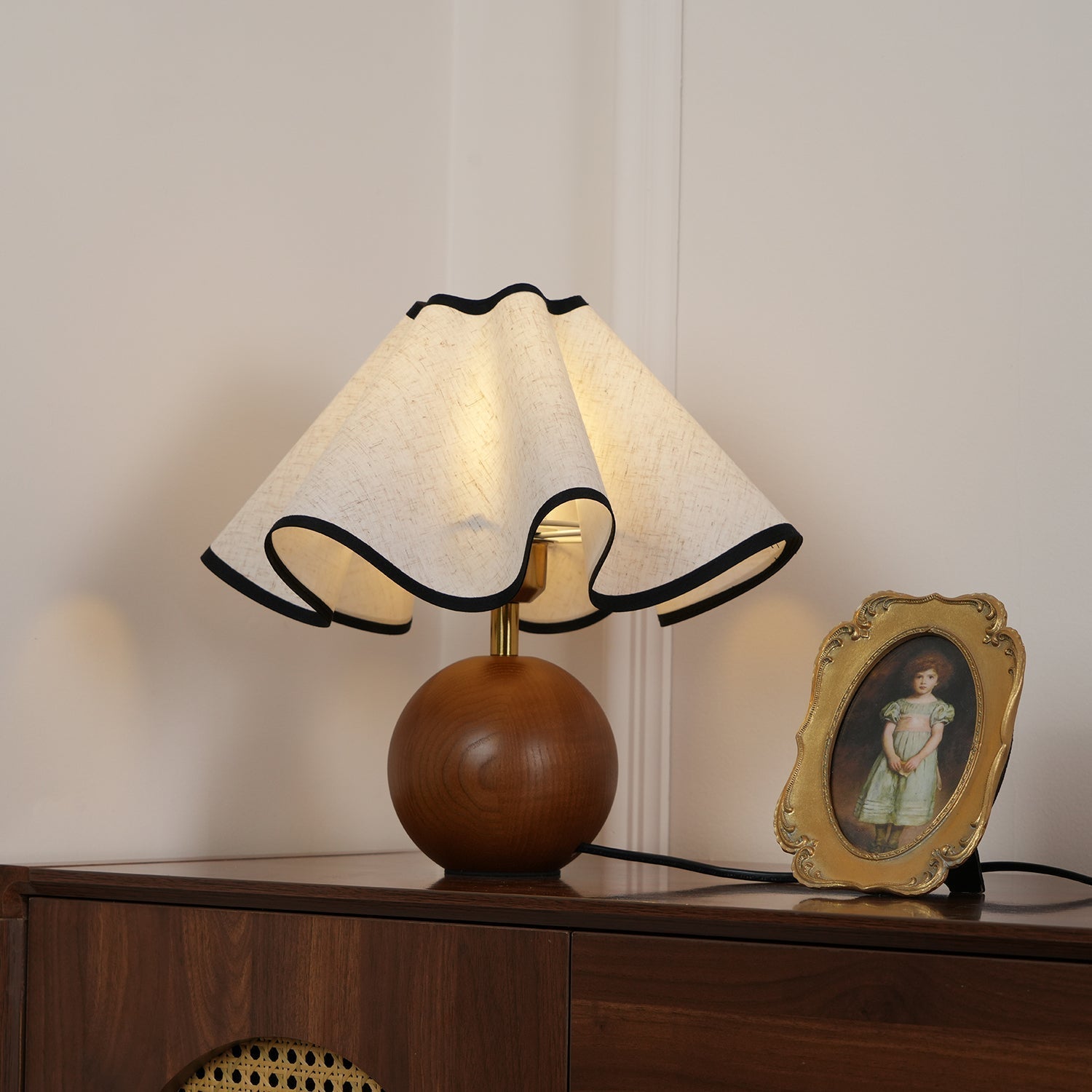Stylish Table Lamp with Wave Shade Design