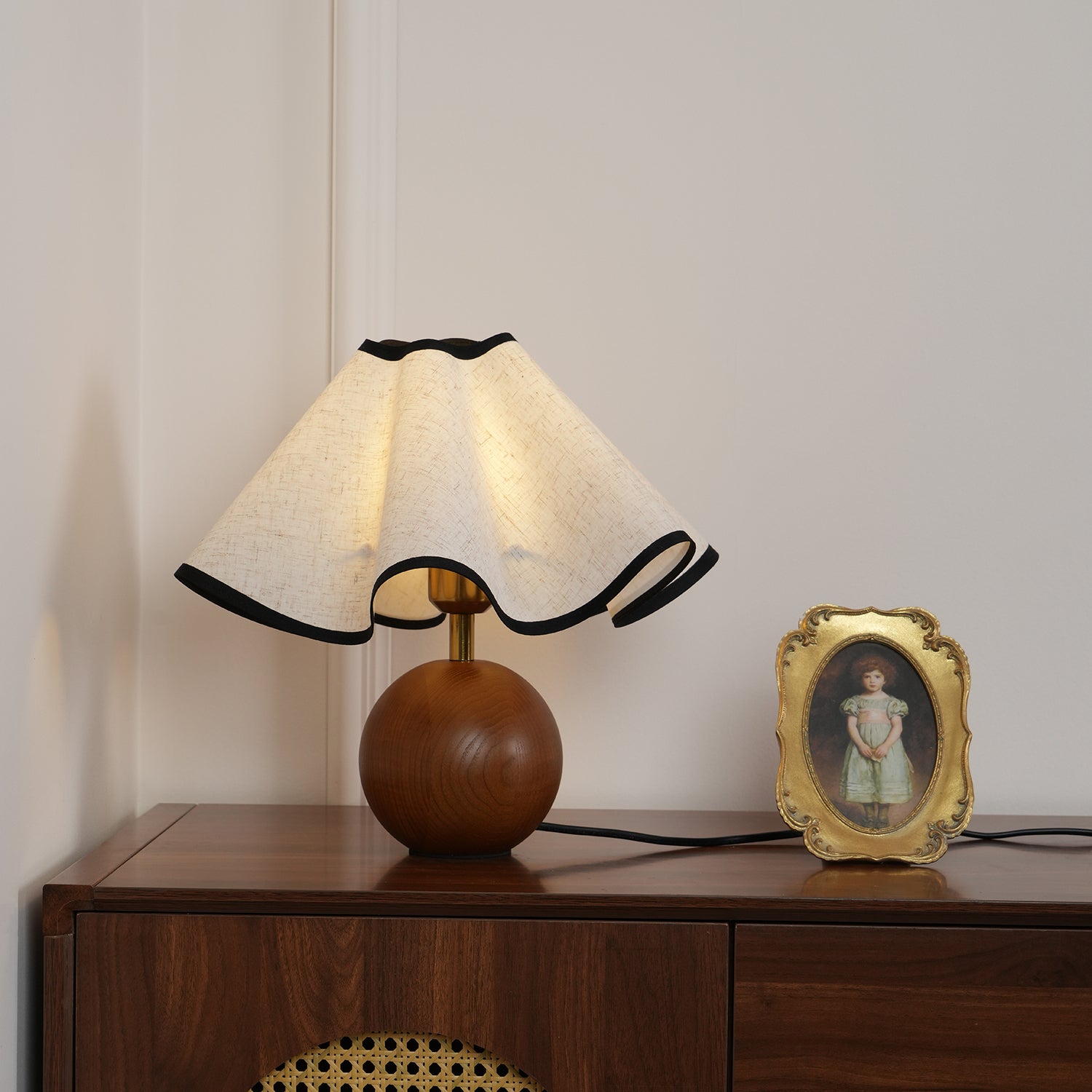 Stylish Table Lamp with Wave Shade Design