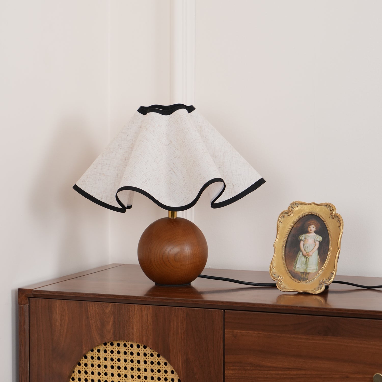 Stylish Table Lamp with Wave Shade Design