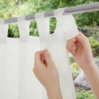 Sheer Outdoor Curtain in White with Loop Design