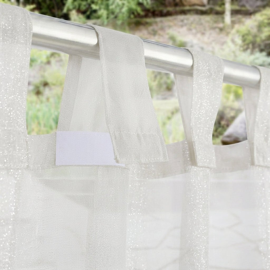 Sheer Outdoor Curtain in White with Loop Design
