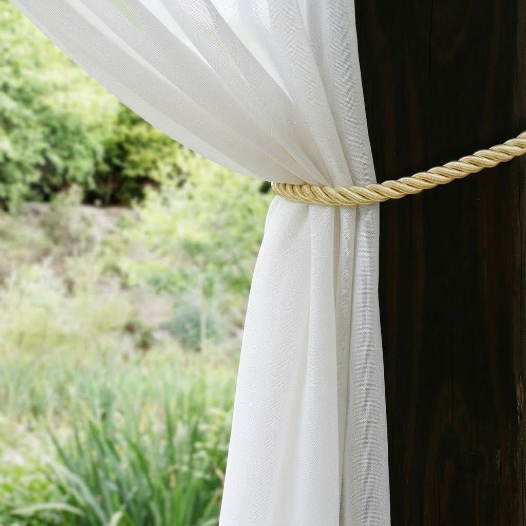 Sheer Outdoor Curtain in White with Loop Design