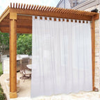 Sheer Outdoor Curtain in White with Loop Design