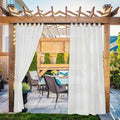 Sheer Outdoor Curtain in White with Loop Design