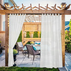 Sheer Outdoor Curtain in White with Loop Design