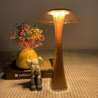 Table Lamp with Clear Disc Shade and Fluted Glass Design